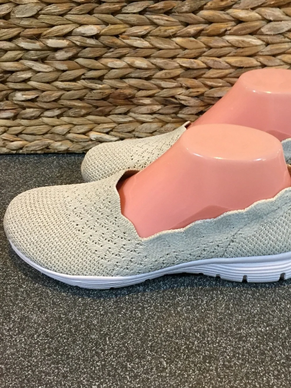 Skechers Light Tan Knit Slip-On Flats